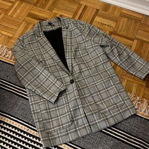 Plaid oversized one-button blazer